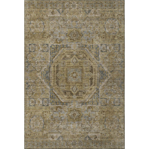 HomeRoots 10' X 14' Brown and Blue Oriental Washable Area Rug - Durable, UV-Protected, Easy-Care for Homes 699861