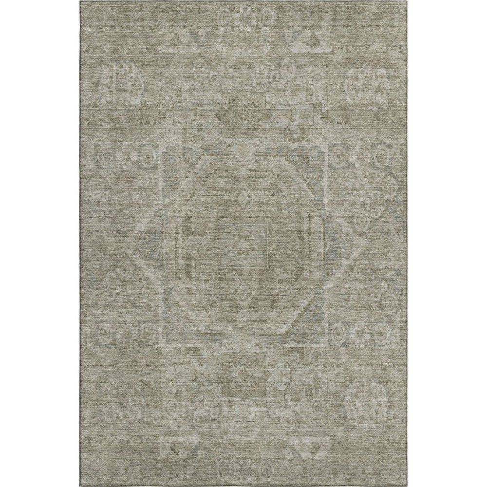 HomeRoots 5' X 8' Gray and Silver Oriental Area Rug – Washable, UV-Protected, Stain-Resistant & Non-Slip Design 699863