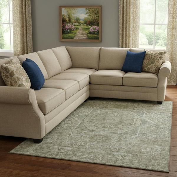 HomeRoots 8' X 10' Gray and Silver Oriental Area Rug - Stylish, Washable, UV Protected for High-Traffic Spaces 699865