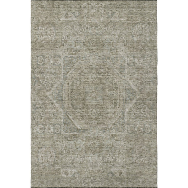 HomeRoots 8' X 10' Gray and Silver Oriental Area Rug - Stylish, Washable, UV Protected for High-Traffic Spaces 699865