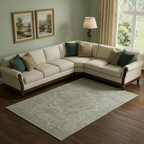 HomeRoots 9' X 12' Gray and Silver Oriental Area Rug – Washable, Stain Resistant & UV Protected for Homes 699866
