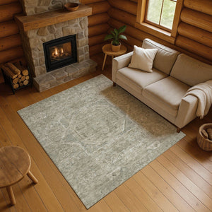 HomeRoots 10' X 14' Gray and Silver Oriental Washable Area Rug - Elegant, Durable, UV-Protected for Busy Homes 699867