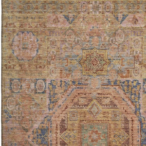 HomeRoots 5' X 8' Stunning Rust & Navy Blue Oriental Area Rug - UV Protected, Washable, & Stain Resistant Design 699869