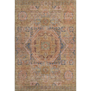 HomeRoots 10' X 14' Elegant Rust and Navy Blue Washable Area Rug with UV Protection for Family-Friendly Homes 699873