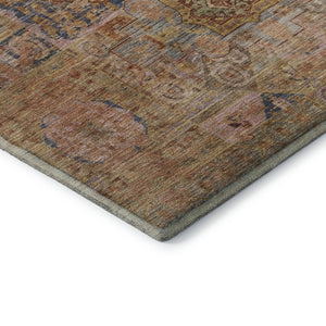 HomeRoots 10' X 14' Elegant Rust and Navy Blue Washable Area Rug with UV Protection for Family-Friendly Homes 699873