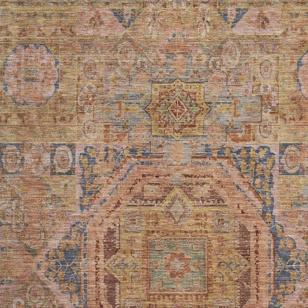 HomeRoots 10' X 14' Elegant Rust and Navy Blue Washable Area Rug with UV Protection for Family-Friendly Homes 699873