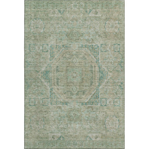 HomeRoots 5' X 8' Sage and Beige Oriental Area Rug - Washable, UV-Protected, Durable for High-Traffic Spaces 699875