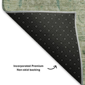 HomeRoots 5' X 8' Sage and Beige Oriental Area Rug - Washable, UV-Protected, Durable for High-Traffic Spaces 699875