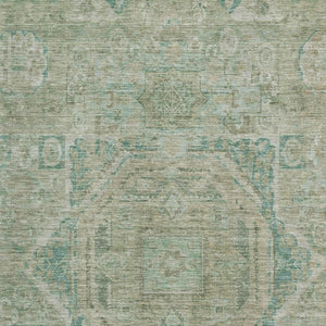 HomeRoots 5' X 8' Sage and Beige Oriental Area Rug - Washable, UV-Protected, Durable for High-Traffic Spaces 699875