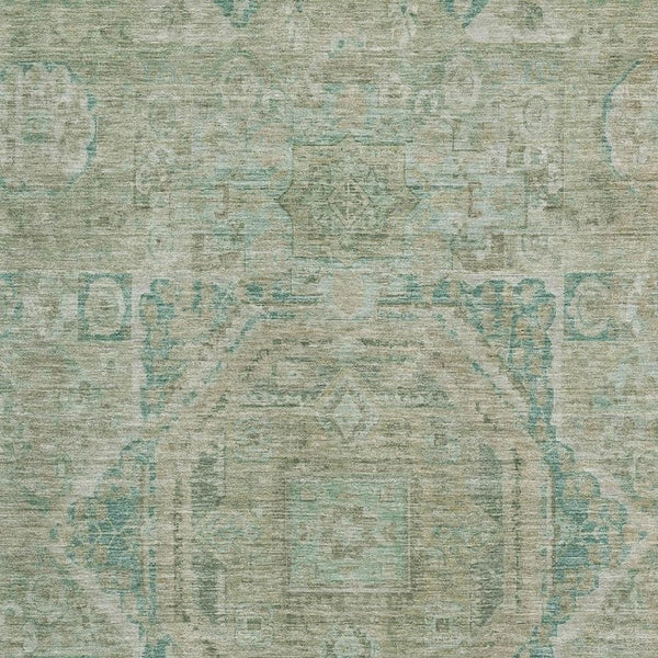 HomeRoots 5' X 8' Sage and Beige Oriental Area Rug - Washable, UV-Protected, Durable for High-Traffic Spaces 699875