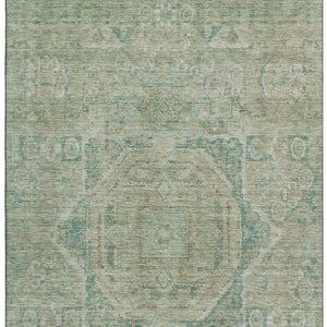 HomeRoots 5' X 8' Sage and Beige Oriental Area Rug - Washable, UV-Protected, Durable for High-Traffic Spaces 699875