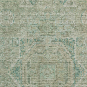 HomeRoots 8' X 10' Elegant Sage and Beige Oriental Washable Area Rug – Stain-Resistant, UV Protected Comfort 699877