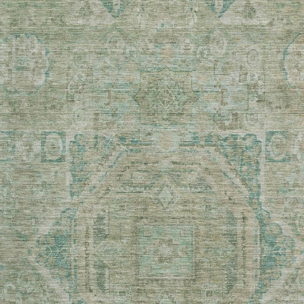 HomeRoots 8' X 10' Elegant Sage and Beige Oriental Washable Area Rug – Stain-Resistant, UV Protected Comfort 699877