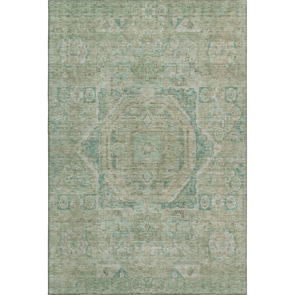 HomeRoots 9' X 12' Elegant Sage & Beige Oriental Area Rug – Washable, UV-Protected, Durable for Busy Homes 699878
