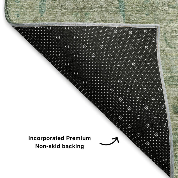 HomeRoots 9' X 12' Elegant Sage & Beige Oriental Area Rug – Washable, UV-Protected, Durable for Busy Homes 699878