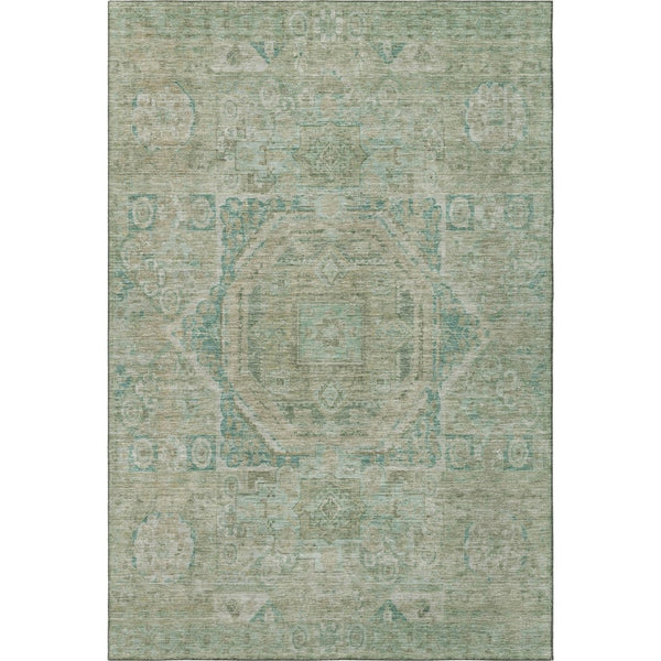 HomeRoots 9' X 12' Elegant Sage & Beige Oriental Area Rug – Washable, UV-Protected, Durable for Busy Homes 699878