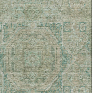 HomeRoots 10' X 14' Sage And Beige Oriental Area Rug – Durable, Washable, UV-Protected for Busy Homes 699879