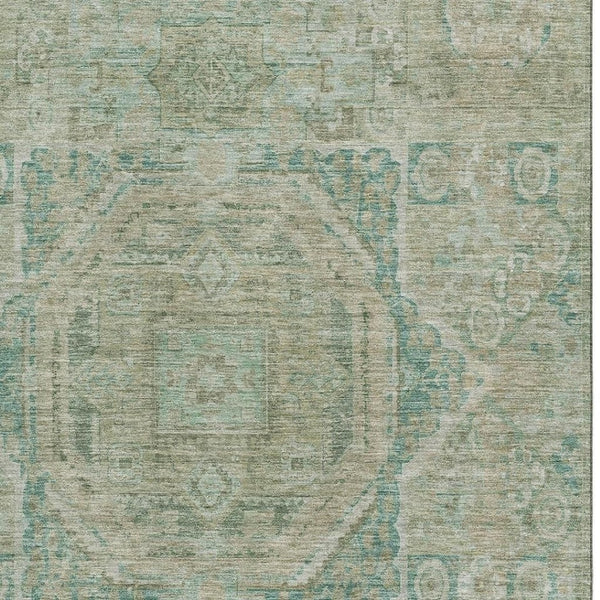 HomeRoots 10' X 14' Sage And Beige Oriental Area Rug – Durable, Washable, UV-Protected for Busy Homes 699879