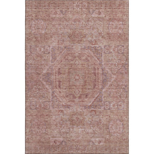 HomeRoots 5' X 8' Salmon and Beige Washable Area Rug with UV Protection for Stylish, Family-Friendly Living Spaces 699881
