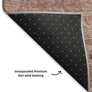 HomeRoots 5' X 8' Salmon and Beige Washable Area Rug with UV Protection for Stylish, Family-Friendly Living Spaces 699881