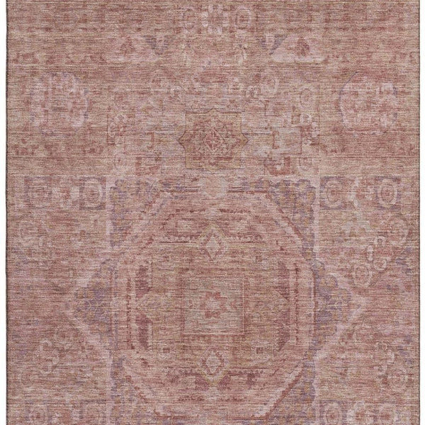 HomeRoots 5' X 8' Salmon and Beige Washable Area Rug with UV Protection for Stylish, Family-Friendly Living Spaces 699881