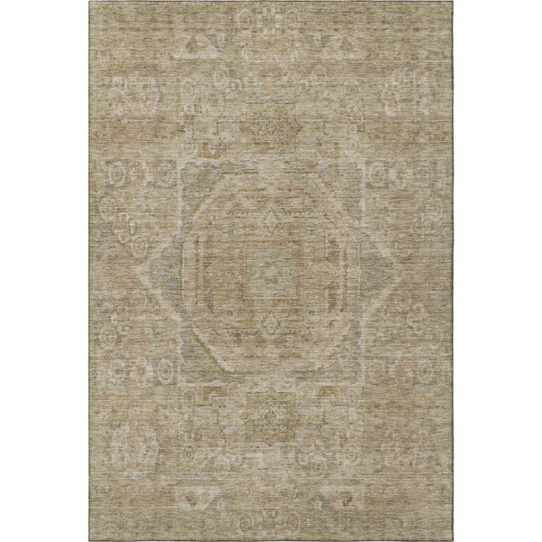 HomeRoots 5' X 8' Tan and Beige Oriental Area Rug – Washable, UV Protected, Durable for Busy Homes & Pets 699887