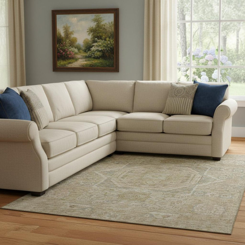 HomeRoots 8' X 10' Tan And Beige Oriental Area Rug - Washable, UV-Protected, Family-Friendly & Stylish Decor 699889