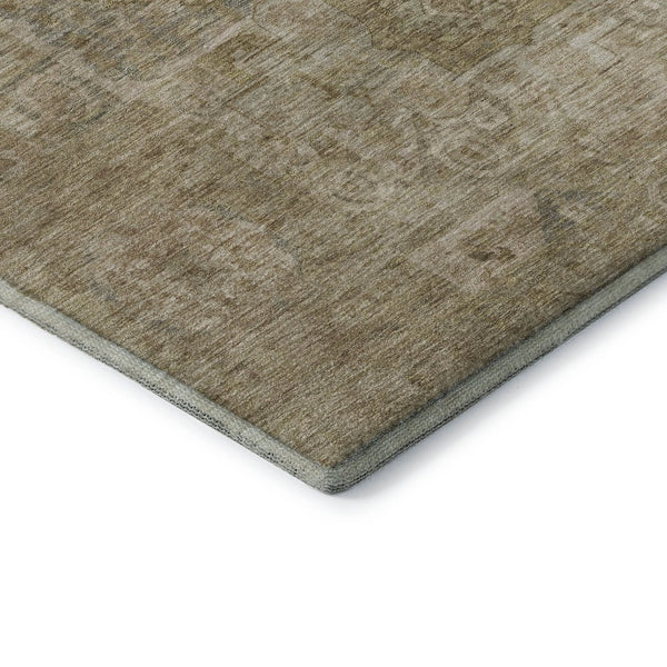HomeRoots 9' X 12' Tan and Beige Oriental Area Rug - Washable, UV-Protected, Stain-Resistant & Durable Design 699890