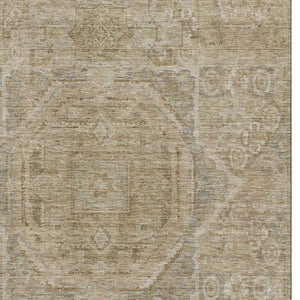 HomeRoots 9' X 12' Tan and Beige Oriental Area Rug - Washable, UV-Protected, Stain-Resistant & Durable Design 699890