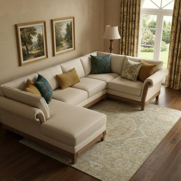 HomeRoots 10' X 14' Tan and Beige Oriental Area Rug - Durable, Washable, UV Protected for Cozy Living Spaces 699891