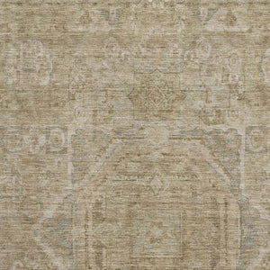 HomeRoots 10' X 14' Tan and Beige Oriental Area Rug - Durable, Washable, UV Protected for Cozy Living Spaces 699891