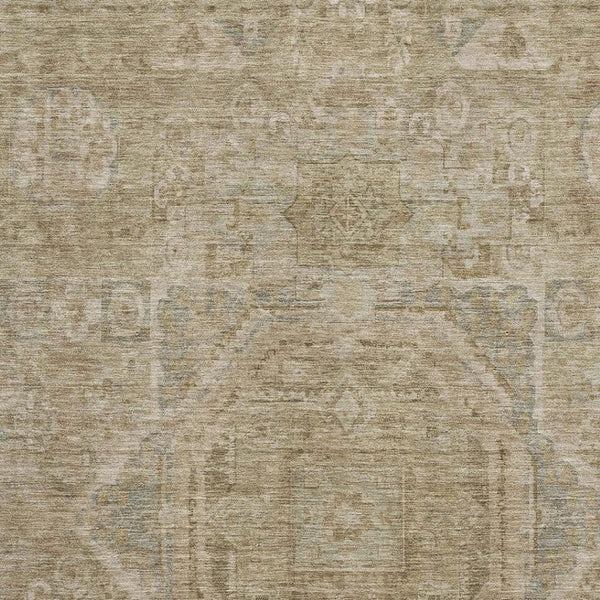 HomeRoots 10' X 14' Tan and Beige Oriental Area Rug - Durable, Washable, UV Protected for Cozy Living Spaces 699891