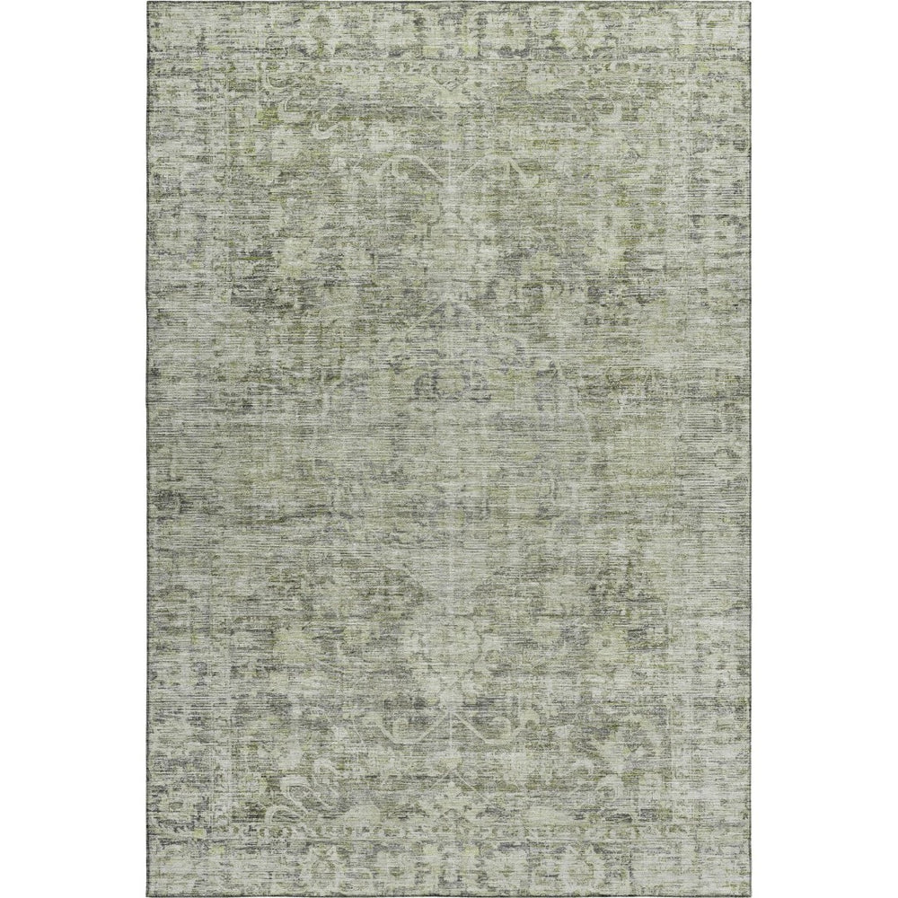 HomeRoots 5' X 8' Artichoke Green & Gray Washable Area Rug - UV Protected, Durable & Stylish for Every Space 699893