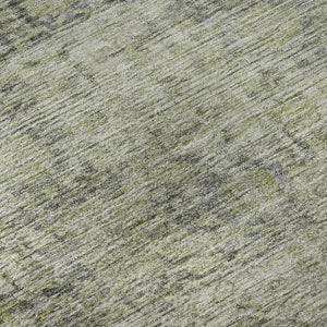 HomeRoots 8' Artichoke Green and Gray Oriental Round Rug - Washable, Durable, UV-Protected for High-Traffic Areas 699894