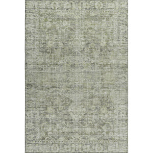 HomeRoots 8' X 10' Artichoke Green & Gray Oriental Area Rug - Washable, UV-Protected, Stain-Resistant Elegance 699895