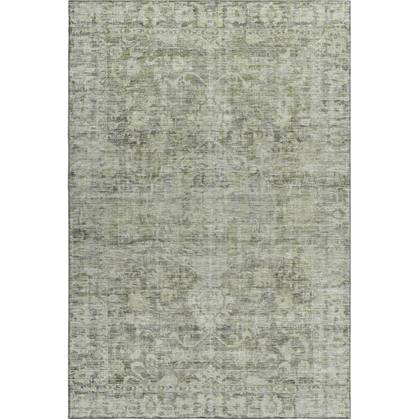 HomeRoots 8' X 10' Artichoke Green & Gray Oriental Area Rug - Washable, UV-Protected, Stain-Resistant Elegance 699895