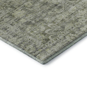 HomeRoots 10' Artichoke Green and Gray Oriental Washable Area Rug – Durable, Stain Resistant, UV Protected Design 699897