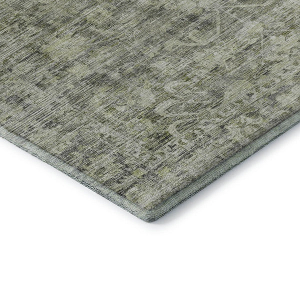 HomeRoots 10' Artichoke Green and Gray Oriental Washable Area Rug – Durable, Stain Resistant, UV Protected Design 699897