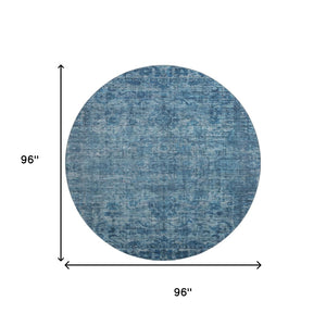 HomeRoots 8' Blue and Navy Oriental Washable Round Rug - Durable, Stain-Resistant, UV Protected for High Traffic Areas 699900