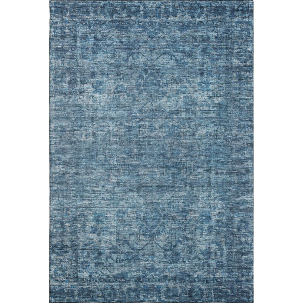 HomeRoots 9' Blue and Navy Oriental Washable Area Rug - UV Protected, Stain Resistant, Durable for Homes 699902