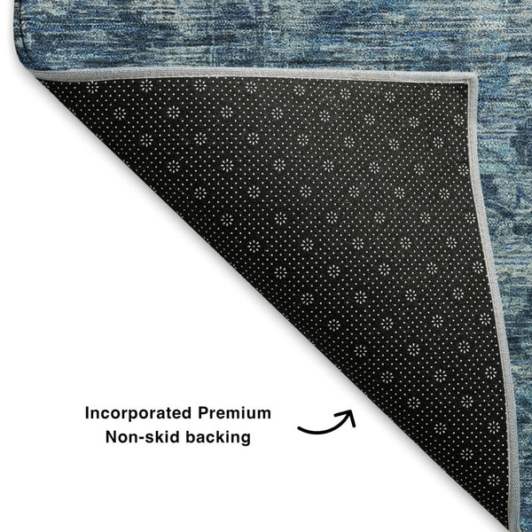 HomeRoots 10' Blue and Navy Oriental Area Rug - Washable, UV Protected, Stain Resistant for Busy Homes! 699903