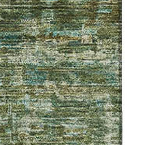 HomeRoots 5' Olive Green & Fern Green Oriental Area Rug - Washable, UV Protected, Family-Friendly Luxury Decor 699905