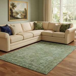 HomeRoots 8' X 10' Olive Green & Fern Green Washable Area Rug with UV Protection for Homes with Kids & Pets 699907