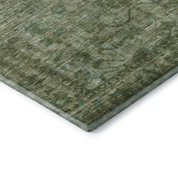 HomeRoots 10' Olive Green & Fern Green Oriental Area Rug - Washable, UV-Protected, Stain-Resistant Elegance 699909