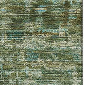 HomeRoots 10' Olive Green & Fern Green Oriental Area Rug - Washable, UV-Protected, Stain-Resistant Elegance 699909