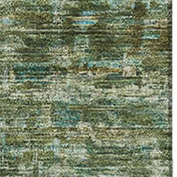 HomeRoots 10' Olive Green & Fern Green Oriental Area Rug - Washable, UV-Protected, Stain-Resistant Elegance 699909
