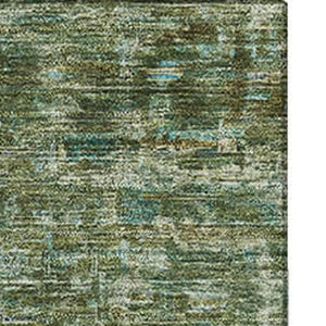 HomeRoots 10' Olive Green & Fern Green Oriental Area Rug - Washable, UV-Protected, Stain-Resistant Elegance 699909