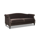 English Elm Elaine Camel Back Sofa Nailhead Accents, Deep Brown Performance Velvet