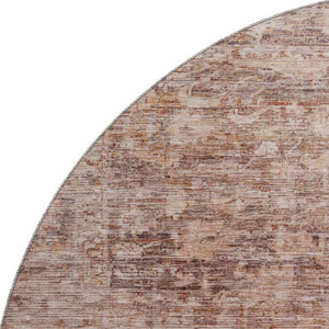 HomeRoots 8' Washable Oriental Round Rug in Rust & Beige – UV Protected, Stain Resistant, and Durable Design 699912
