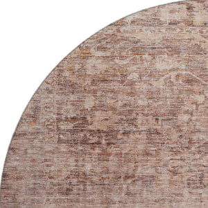 HomeRoots 8' Washable Oriental Round Rug in Rust & Beige – UV Protected, Stain Resistant, and Durable Design 699912